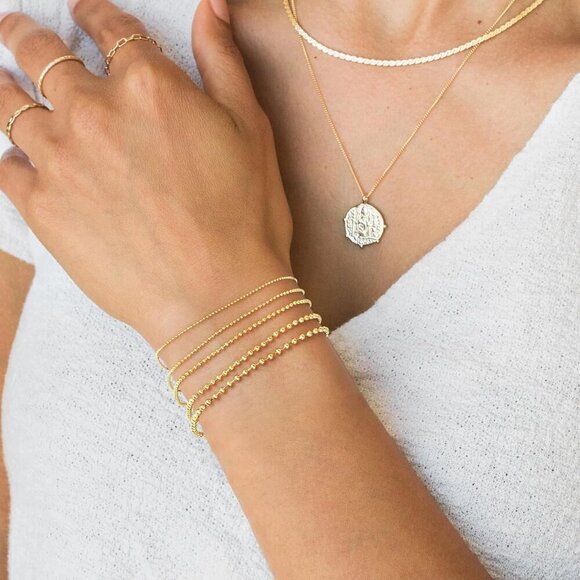 Gold-Style 10 Dainty Stack Beaded, Snake, Rope Bracelets Jewelry Gifts for Women - Picture 3 of 9